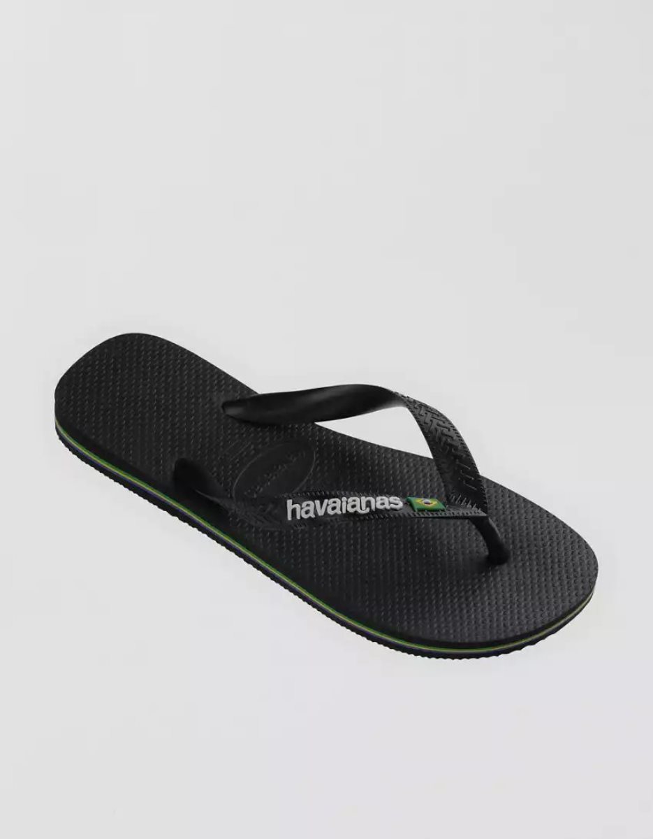 Tong American Eagle Havaianas Brazil Logo Noir Homme | SRF-68857013